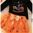 thumbnail image 5 of WIBACKER Newborn Baby Girl My 1st Halloween Skirt Outfit Set, Infant Pumpkin Dress, Toddler Romper + Tutu Skirt + Headband, 5 of 8