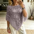 thumbnail image 5 of Fewfanhot Crochet Sequin Fringe Poncho Shawl, Hollow Knit Triangle Wrap for Women Beach Bohemian Daily Wear, 5 of 6