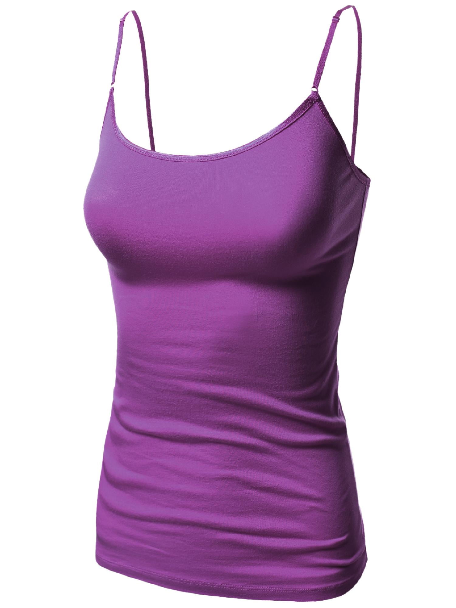 FashionOutfit Women's Basic Solid Camisole Tank Tops with Adjustable