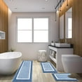thumbnail image 5 of Findosom 3pcs Bathroom Rugs Set with U-Shaped Mat, Non Slip, Quick Drying, Ultra Soft and Water Absorbent Bath Rug Mat Carpet Machine Washable 18"x26"+18"x48"+U Shape 20"x24" Blue, 5 of 9