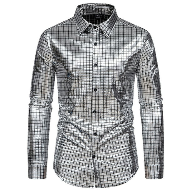 Blusa y camisa de manga larga con cuello vuelto para hombre, blusa informal de manga larga con botones y cuello vuelto, blusa para hombre