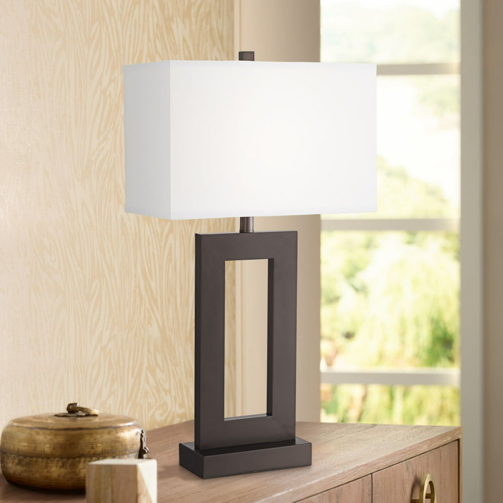 360 Lighting Modern Table Lamp Bronze Metal Open Window White