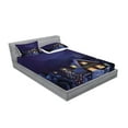thumbnail image 2 of Ambesonne Christmas Fitted Sheet & Pillow Sham Set, Winter Home and Tree, Full, Purple Blue, 2 of 2