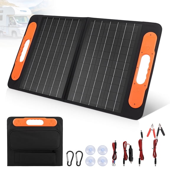 Portable Foldable Solar Panel Kit with USB Port, 23.5% Efficiency Mono IP67 Waterproof Foldable Solar Charger for cam
