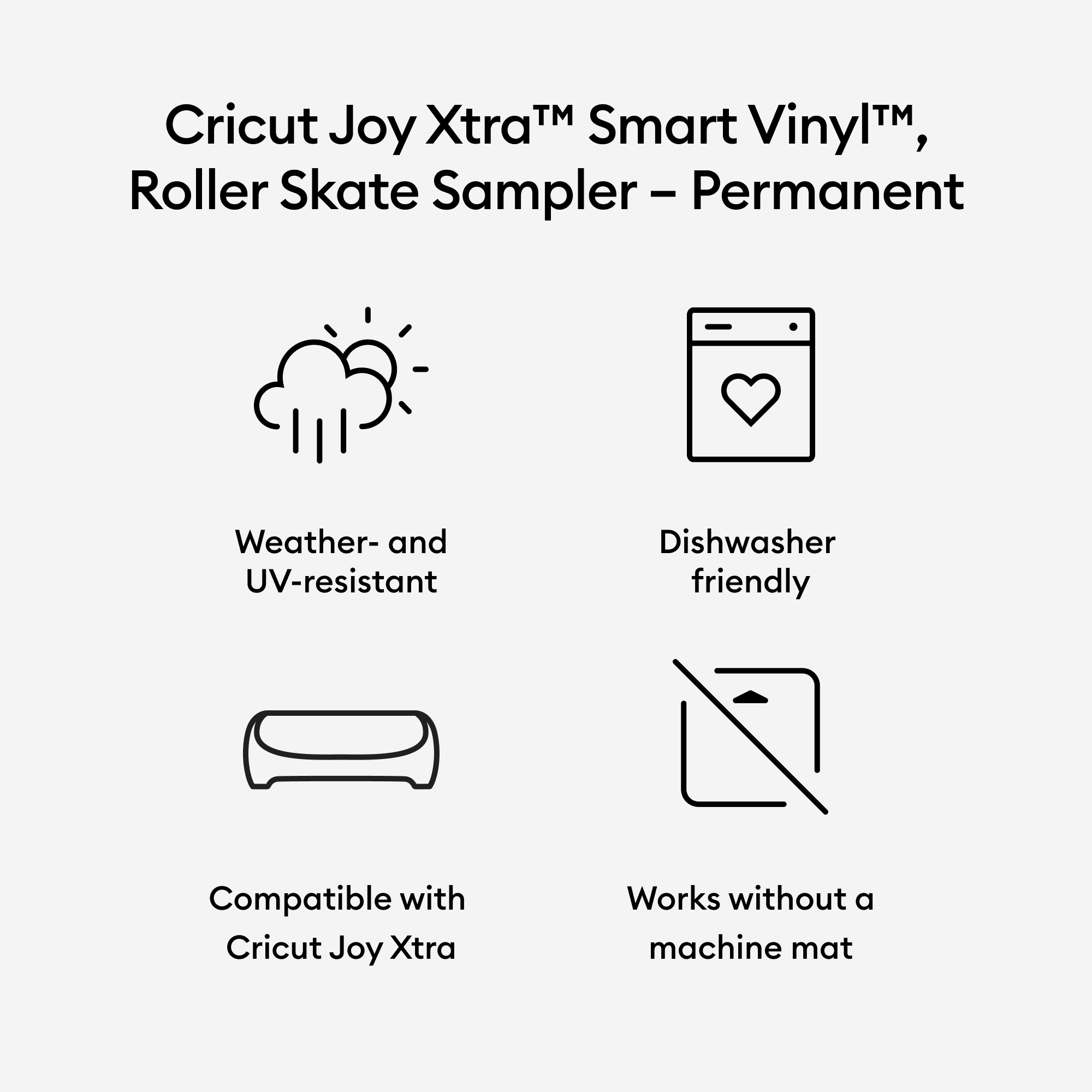 Cricut Joy Xtra™ Smart Vinyl™ Matless Permanent Vinyl, Roller Skate (3 ct), 9.5" x 12",Sampler