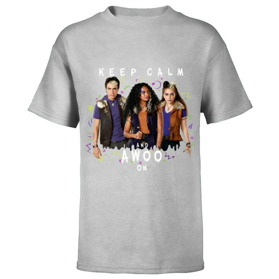 Disney Channel Zombies 2 Keep Calm and Awoo On - Short Sleeve T-Shirt for Kids- Customized-Athletic Heather