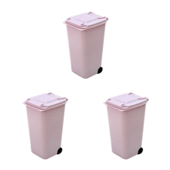 Advancent Cubos de basura con ruedas de amplia aplicación: construcción resistente para un bote de basura de escritorio fácil de limpiar, rosa Type1 NO1