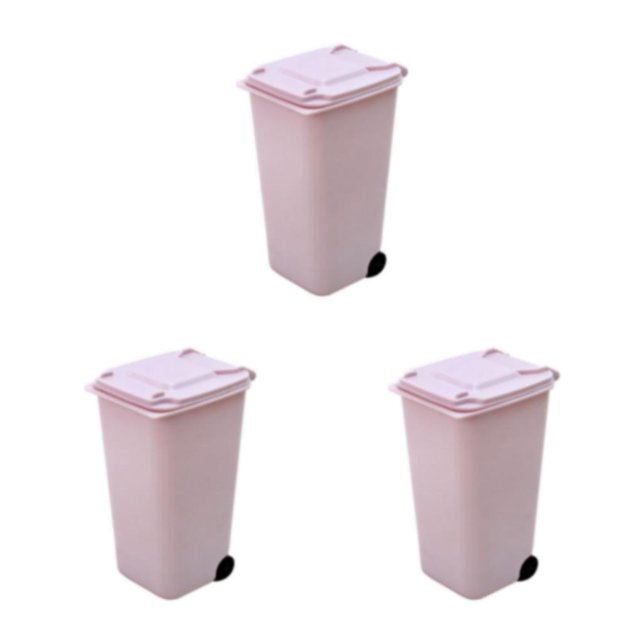 Advancent Cubos de basura con ruedas de amplia aplicación: construcción resistente para un bote de basura de escritorio fácil de limpiar, rosa Type1 NO1