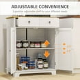 thumbnail image 5 of HOMCOM Kitchen Storage Cabinet, Sideboard Floor Cupboard with Solid Wood Top, Adjustable Shelf, and 2 Drawers for Living Room, Distressed White, 5 of 9