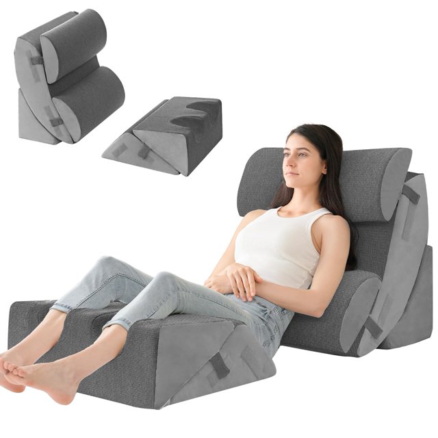 Juego de almohadas ortopédicas con forma de cuña Hansleep, espuma viscoelástica, 6 piezas