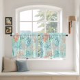 thumbnail image 2 of Teal Red Coastal Tier Curtains 24 Inch Length, Nautical Seahorse Beach Coral Starfish Cafe Short Curtains for Bathroom Over Sink, Small Kitchen Curtain Light Filtering Drapes 2 Panels 27.5"Wx24"L, 2 of 8