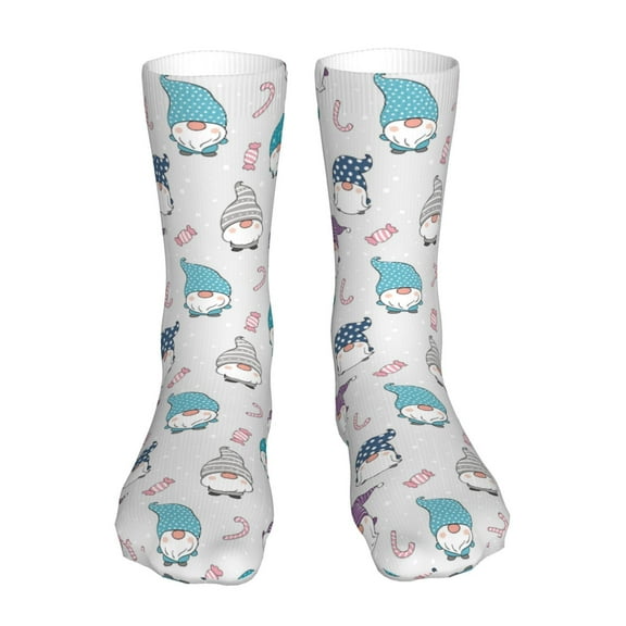 Gaeub cute winter Gnome Print Sports Socks,No Heel Casual Mid-Tube Socks,Crew Socks for Women and Man For Trouser, Dress, Business