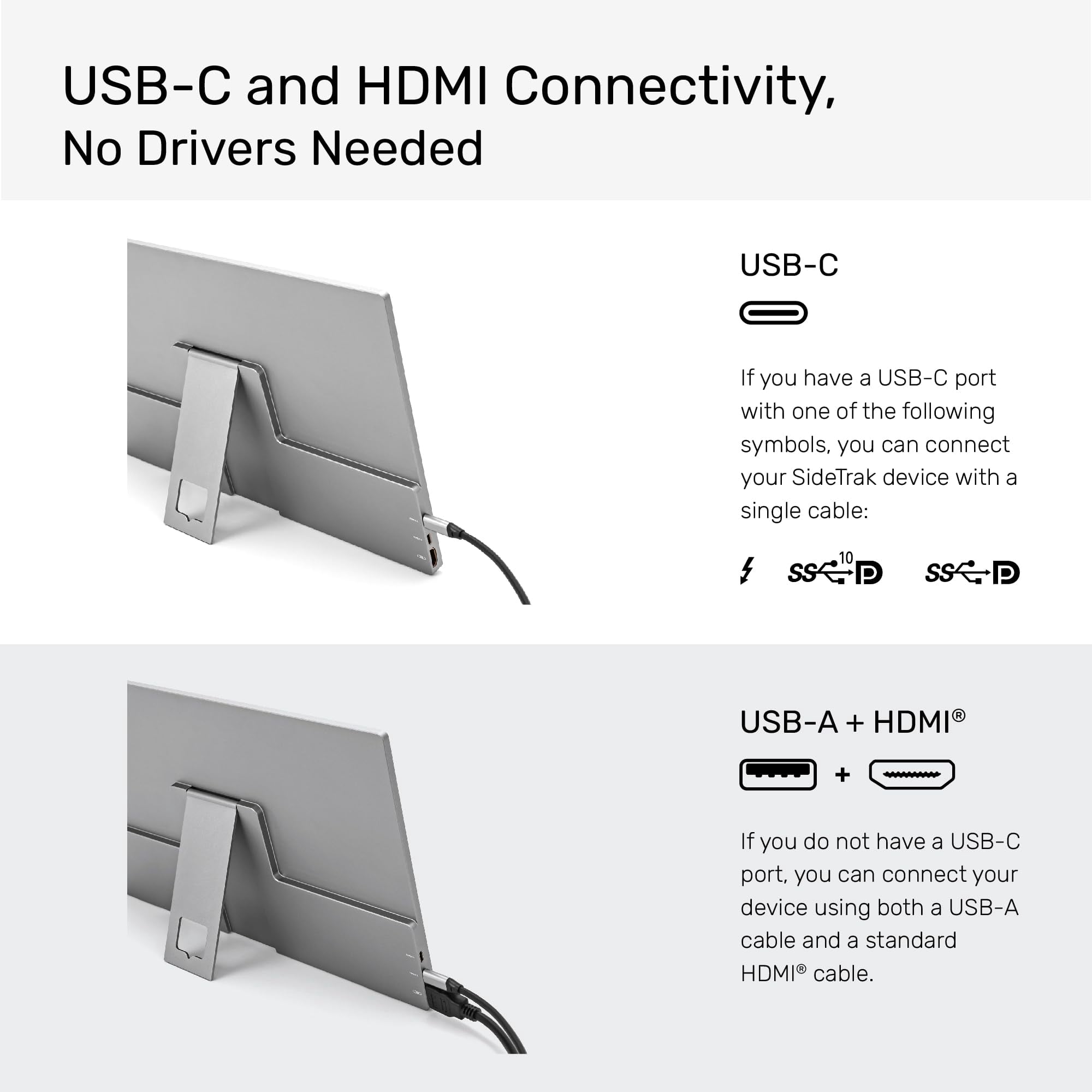 SideTrak Solo Essential 15.6'' Portable Monitor Extender, FHD LCD Laptop Dual Screen with Kickstand, Compatible with Mac, PC, Chrome, Powered by USB or HDMI port