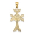 thumbnail image 3 of 14k Yellow Gold Polished/Textured Armenian Cross Pendant Charm, 3 of 4
