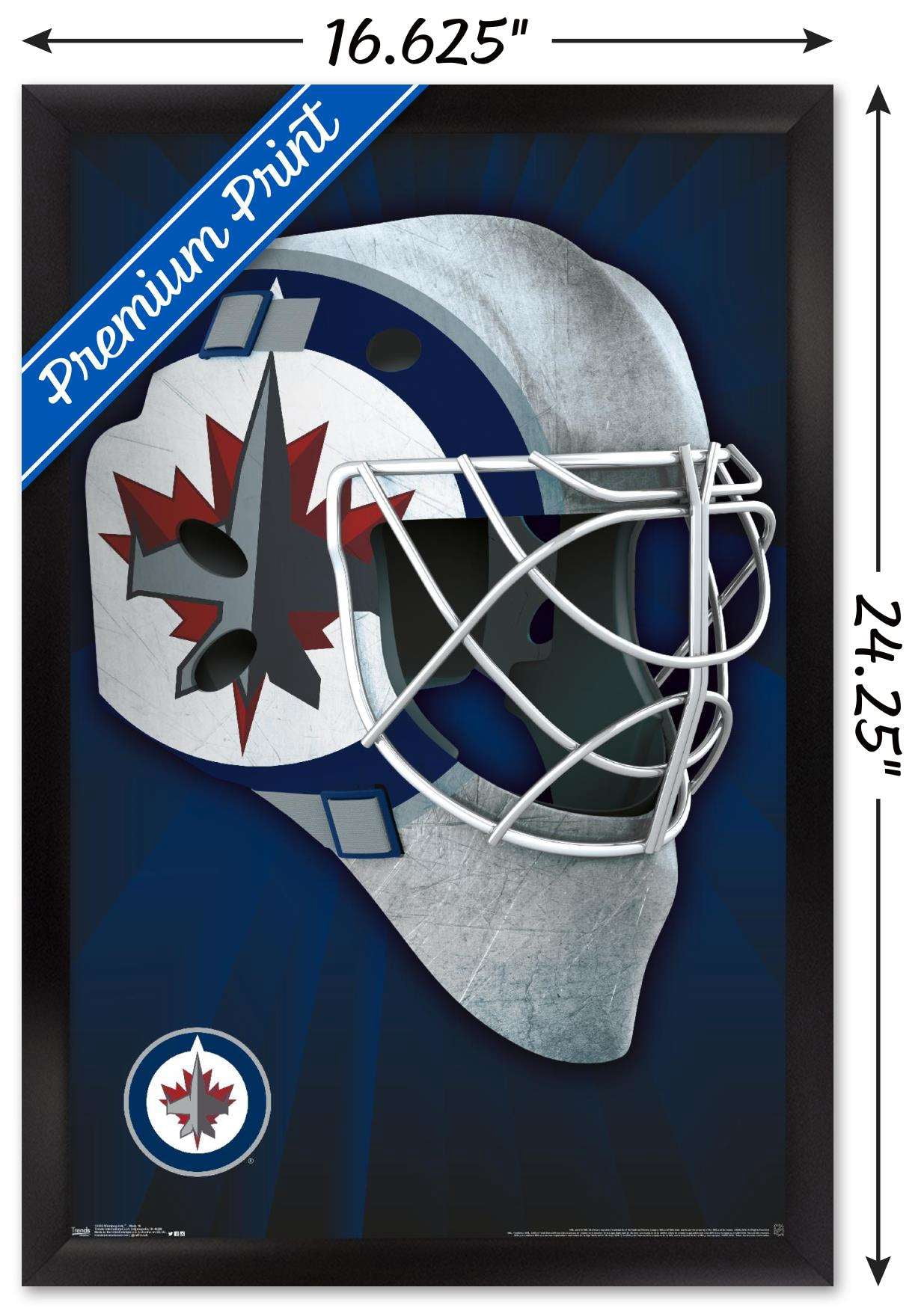 NHL Winnipeg Jets - Mask 16 Wall Poster, 14.725" x 22.375", Framed