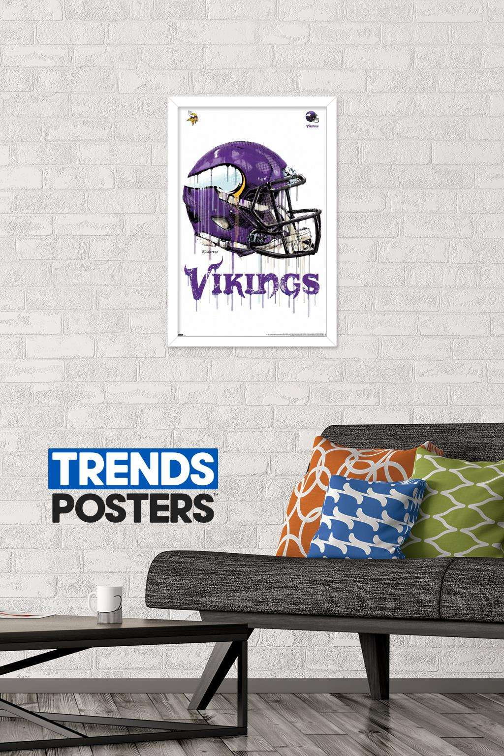 NFL Minnesota Vikings - Drip Helmet 20 Wall Poster, 14.725" x 22.375", Framed
