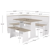 Linon Ardmore Wood Breakfast Nook Dining Set in White and Gray