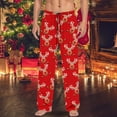 thumbnail image 2 of Adeawade Pants For Mens Christmas Xmas Pajamas Sleepwear Pants New Years Pj Bottoms Wide Leg Slacks Snowflake Graphic Casual Trousers Soft Home Wear Red 2Xl, 2 of 4