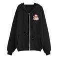 thumbnail image 5 of Cnbwig Christmas Hoodies for Women Santa Claus Printed Family Gathering Graphic Hoodie Cute Zipper Women's Sweatshirt with Pockets Z2-Black S, 5 of 5