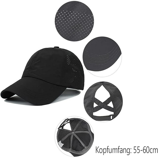 Womens Ponytail Baseball Cap Sun Protection Messy High Bun Baseball Hat Fashion Adjustable Caps