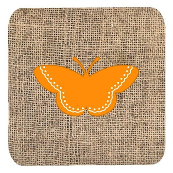 Butterfly Burlap And Orange Foam Coasters - Set 4, 3.5 x 3.5 In.