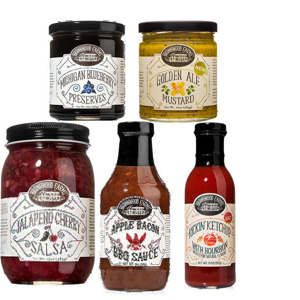 Brownwood Farms BBQ Sauce, Kickin' Ketchup, Ale Mustard, Cherry Salsa