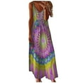thumbnail image 2 of Women Fashion Tie-Dyed V-Neck Gradient Print Sleeveless Spaghetti Maxi Dress, 2 of 6
