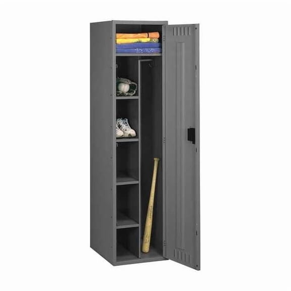 Wardrobe Locker, 24 in W, 24 in D, 72 in H, (1) Tier, (1) Wide, Medium Gray