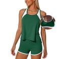 thumbnail image 6 of VBVC Women's 3 Piece High Waisted Tankini Set , Athletic Modest Bathing Suit For Women , Ladies' Color Block Workout Swimwear with Pockets,Green,S-2XL, 6 of 8
