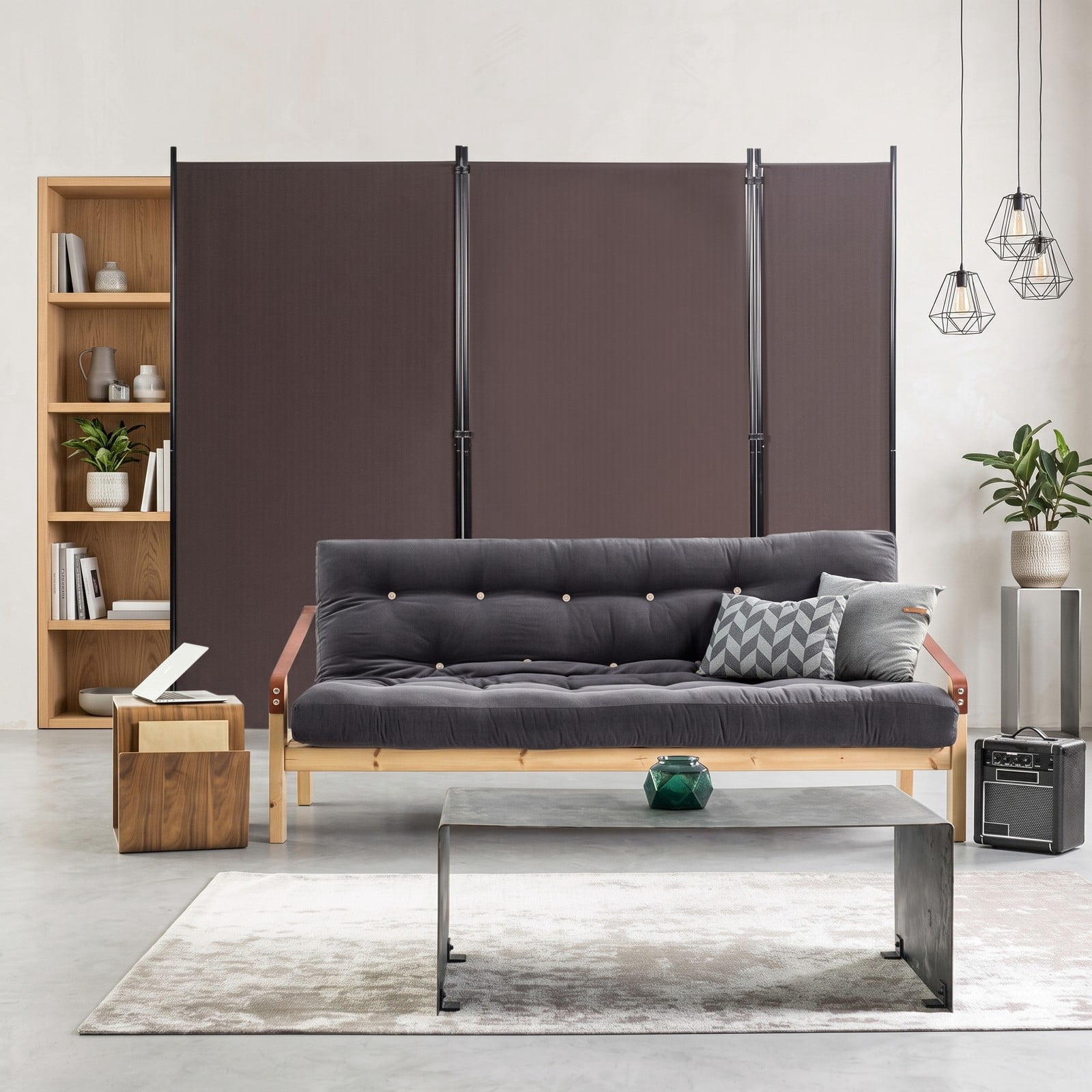 ALPULON 3-Panel Room Divider Folding Privacy Screen, 6 FT Freestanding Partition Panel Screen with Durable Hinges and Steel Base for Office, Bedroom, Home Decor, Brown
