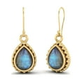 thumbnail image 2 of 7x5mm Pear Labradorite 925 Sterling Silver Gold Vermeil Wire Hook Teardrop Mother's Day Gift Earrings, 2 of 4