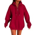 thumbnail image 4 of NMMUED Oversized Hoodies for Women, Baggy Hoodie, Hoodies for Women, Womens Quarter Zip Pullover, Workout Clothes for Women, Red 5XL, 4 of 9