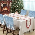 thumbnail image 4 of Christmas Snowman Chair Covers Set of 1 Cute Snowman Xmas Trees Snowflakes Sky Blue Chair Back Covers Stretch Removable Washable Slipcovers Protector for Dining Room Kitchen Party Decor, 4 of 5