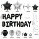 thumbnail image 2 of Juego de globos para decoración de fiesta de cumpleaños, 56 unidades, plateado/negro, 2 of 7