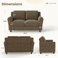 thumbnail image 3 of Ebello Modern Loveseat Sofa, 2-Seater Upholstered Sofa Couch with Thick Cushions for Living Room and Bedroom, Brown, 3 of 7