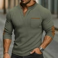 thumbnail image 2 of Mens Shirts Under $10 Mens Sweatshirt Waffle Long Sleeve Shirt Casual Thermal Knited Stand Collar Henley Pullover Warm Cozy V Neck Clothes, 2 of 6
