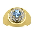 thumbnail image 1 of RYLOS Men's Rings Yellow Gold Plated Silver Designer Gypsy 7MM Round Gemstone & Diamond Ring Blue Topaz December  Size 8, 1 of 6