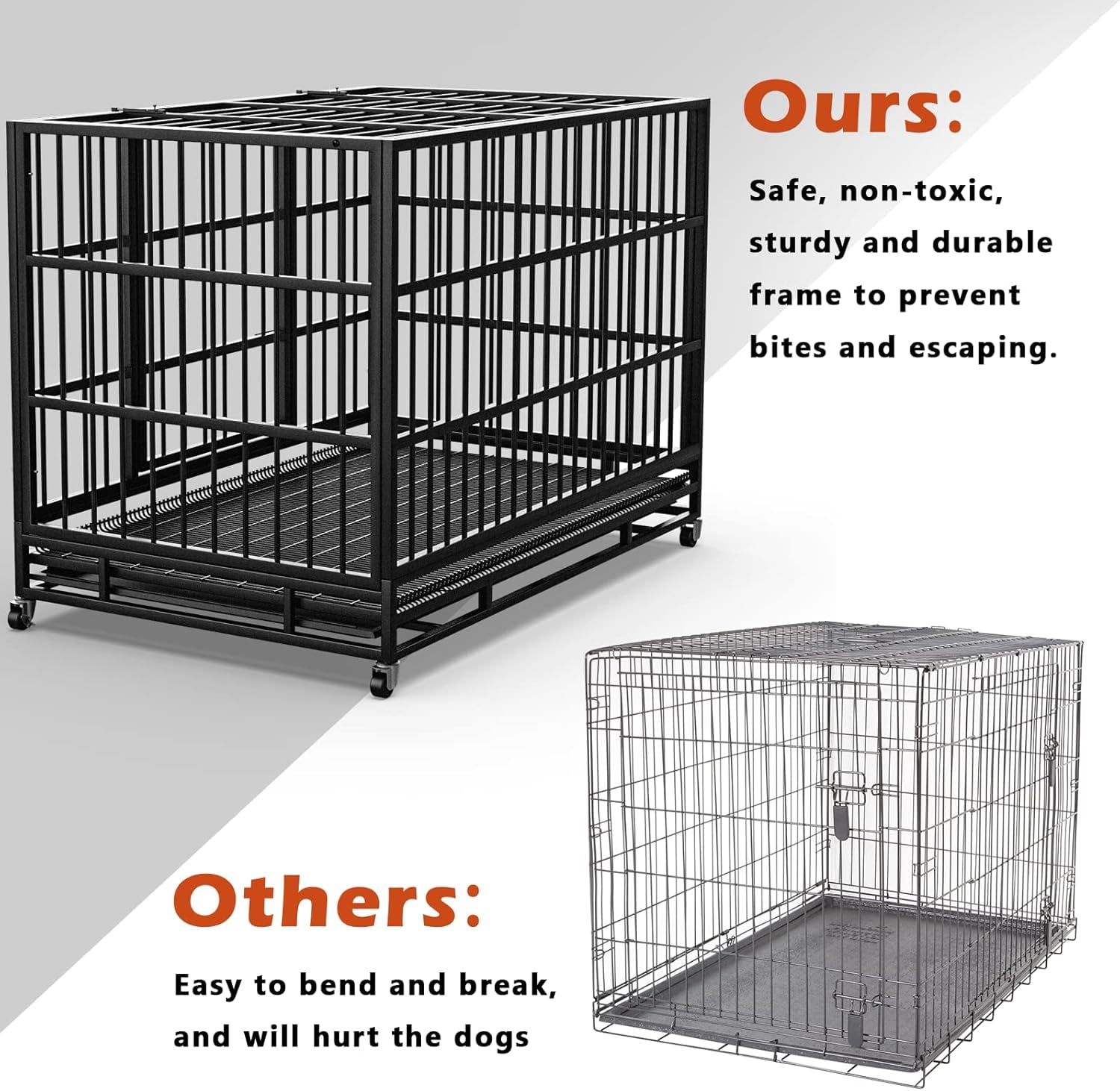 Waleaf 38 inch Heavy Duty Dog Crate Indestructible Dog Crate Cage Metal Kennel and Playpen for Large Dog Indoor Outdoor with Double Doors & Locks Design (38 inch Circular Tube, Silver)