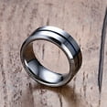 thumbnail image 5 of Newshe Jewellery Tungsten Rings for Men Mens Wedding Bands for Him Groove Ring Carbide Blue Line 8mm Engagement Promise Size 12, 5 of 6