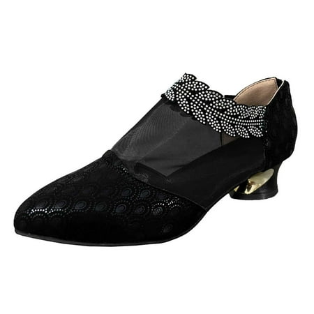 

Summer Savings Clearance! 2023 TUOBARR Flats Shoes for Womens Pointed Toe Splicing Comfy Casual Shoes Comfortable High Heel Hollow Out Single Shoes Black