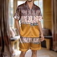 thumbnail image 3 of Yuncity Mens Pajamas 2 Piece Long Sleeve Ice Cream Button Down Shirt With Shorts Set Silk Satin Sleepwear Loungewear Soft Comfortable Breathable Pjs S-Xxxl, 3 of 4