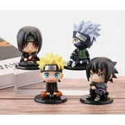 Anime World Naruto Figure Set Action Figure Toy Naruro, Kakashi, Sasuke and Itachi 4pcs Set, 3" Tall