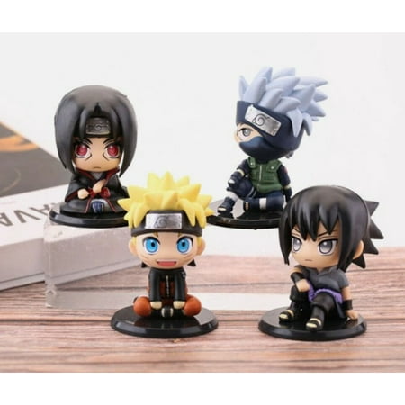 Anime World Naruto Figure Set Action Figure Toy Naruro, Kakashi, Sasuke and Itachi 4pcs Set, 3" Tall