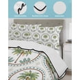 thumbnail image 3 of Twin XL Quilt Bedding Set, Palm Trees Reversible Summer Quilt 3 Pieces, Green Summer Botanical Watercolor Lightweight Bedspreads Coverlets with 2 Pillow Shams for All Seasons, 3 of 5