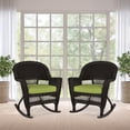 thumbnail image 3 of Jeco Rocker Wicker Chair in Espresso with Green Cushion (Set of 2), 3 of 10