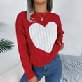 thumbnail image 2 of vigerkar Women's Sweater Heart Knitted Pullover Sweaters Long Sleeve Crewneck Cute Sweaters (Red, L), 2 of 8