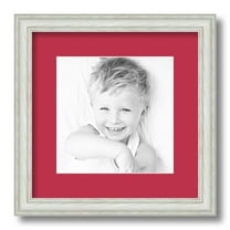 ArtToFrames 12x12" Matted Picture Frame with 8x8" Single Mat Photo Opening Framed in 1.25" Off White Wash on Ash and 2" Rouge Mat (FWM-4098-12x12)