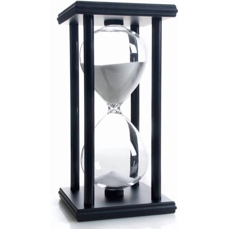 Hourglass 60 Minute White Sand Timer Black Wooden Frame Sandglass