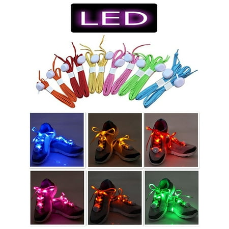 IClover [ 2 Pairs ] LED Shoe Laces Light Up Glow Flashing Shoelaces with 4 Modes for Halloween Party Dancing Running Cycling Hiking Green &