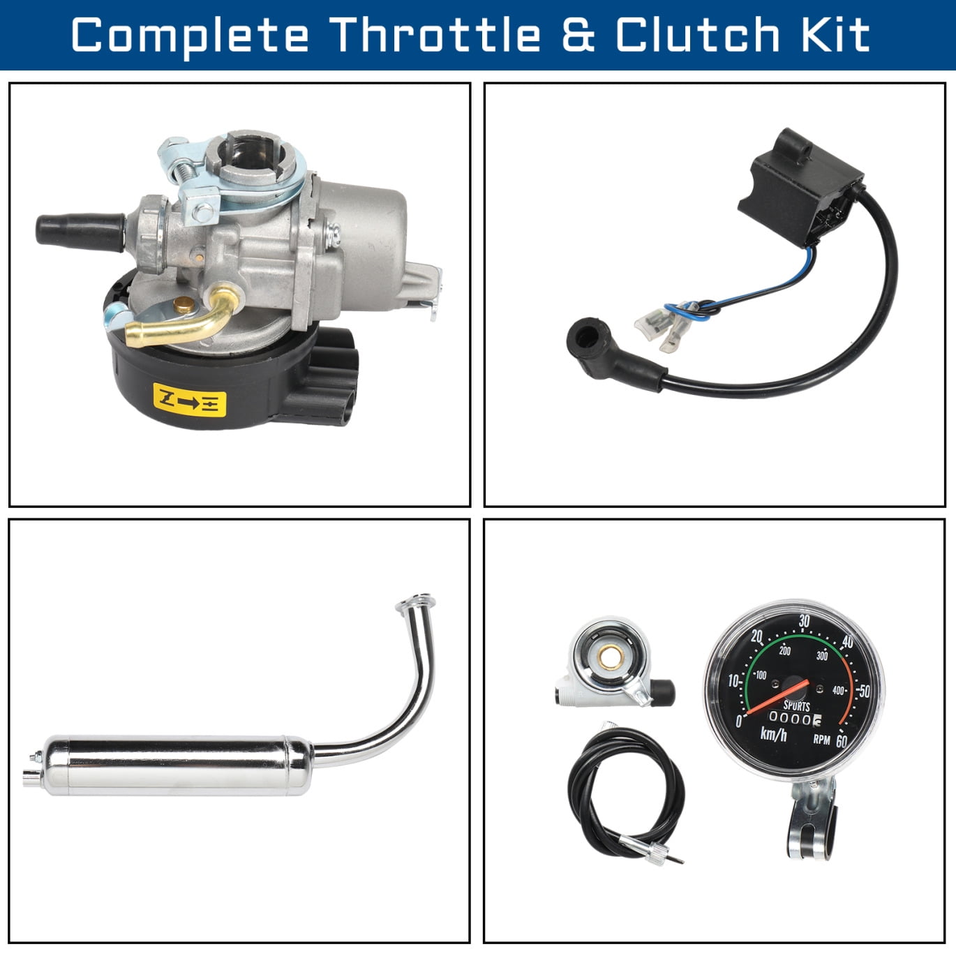 80cc Bicycle Engine Kit, Modification Bicycle Kit Fit, Petrol Gas Motor Kit Engine Set, 2.20kW 6000r/min Maximum Speed ​​38km/h Including Meter Bicycle Modification Parts